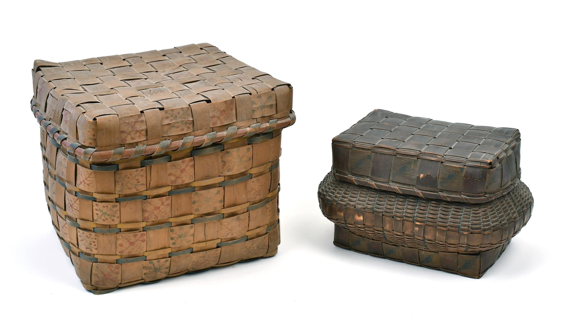 TWO 19TH C. POTATO STAMP BASKETS.