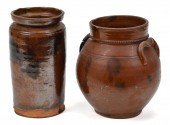 TWO 19TH C. REDWARE AND MANGAN