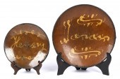 TWO 19TH C. REDWARE PLATES, HE