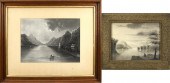TWO 19TH C. SANDPAPER DRAWING,