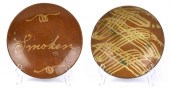 TWO 19TH C. SLIP DECORATED RED