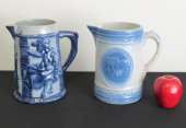 TWO 19TH C. STONEWARE BLUE & W