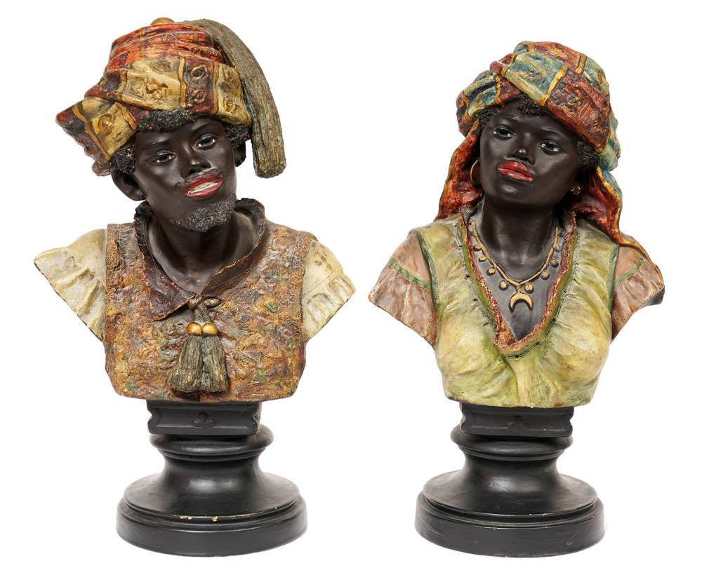 TWO 19TH C. TERRACOTTA BLACKAMOOR