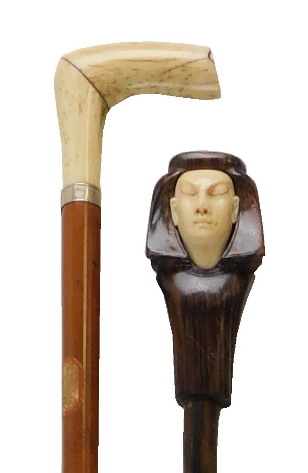 TWO 19TH C. WOODEN WALKING