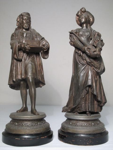 Two 19th century cast white metal
