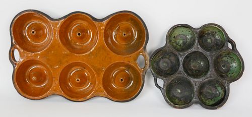 TWO 19TH CENTURY CERAMIC MUFFIN