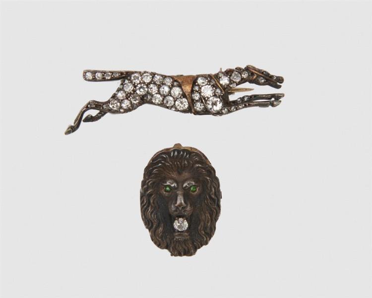 TWO 19TH CENTURY DIAMOND PINSTwo