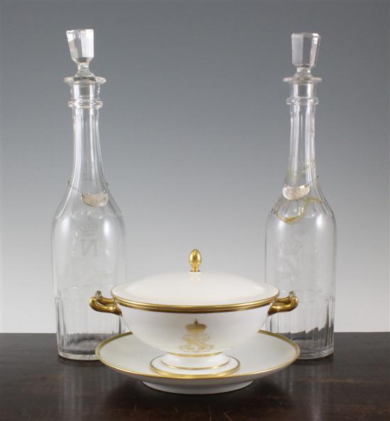 Two 19th century French cut glass