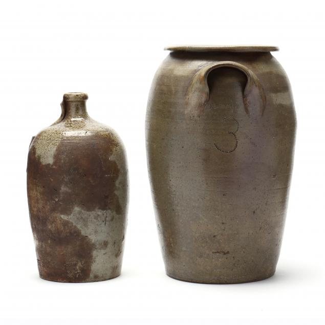 TWO 19TH CENTURY NC POTTERY JUGS