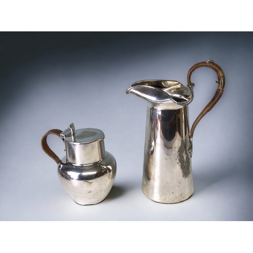 TWO 19TH CENTURY SILVER PLATE JUGS.