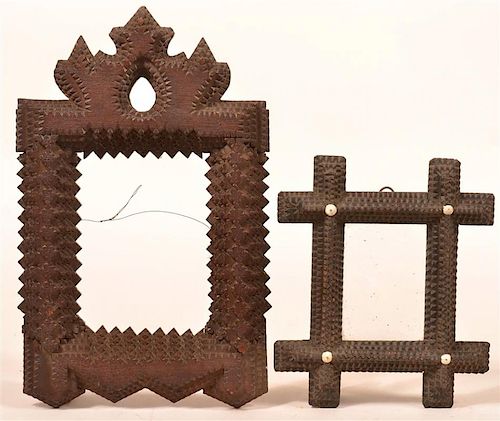 TWO 19TH CENTURY TRAMP ART