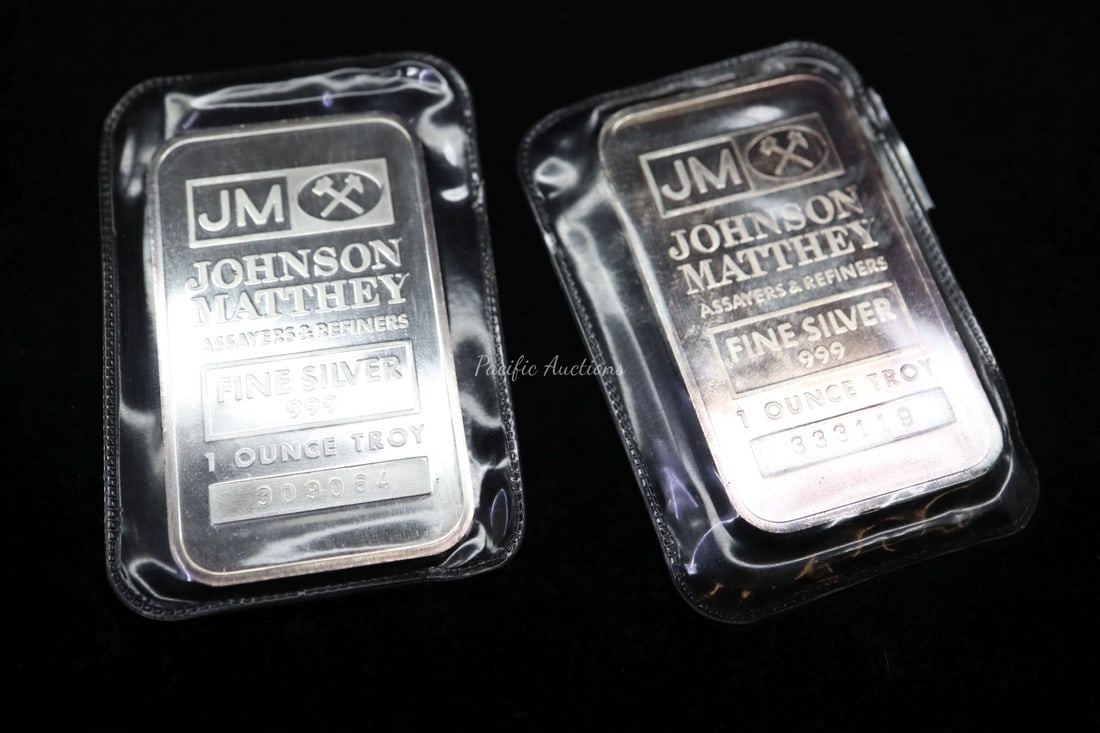 TWO 1OZ TROY FINE SILVER BULLION,