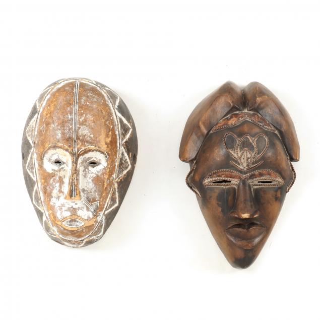 TWO (2) AFRICAN MASKS ATTRIBUTED TO