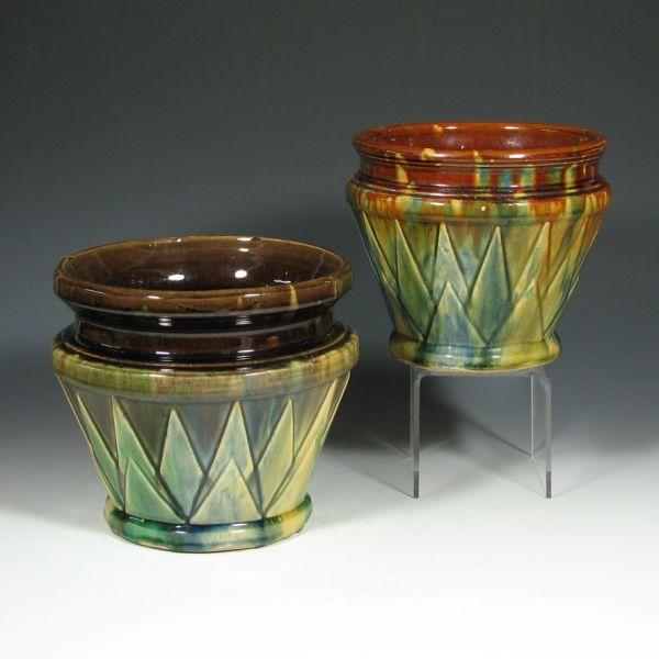 Two (2) blended glaze jardiniere