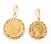 TWO (2) GOLD COIN PENDANTS, $5