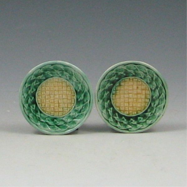 Two (2) Majolica Etruscan Smilax