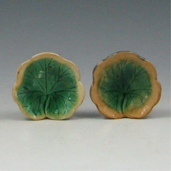 Two (2) Majolica Geranium Butter