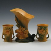 Two (2) Roseville Peony Vases
