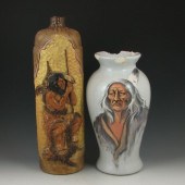 Two (2) Wihoas Vases brown vas