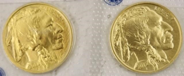 TWO 2012 $50 GOLD INDIAN COINS, 1