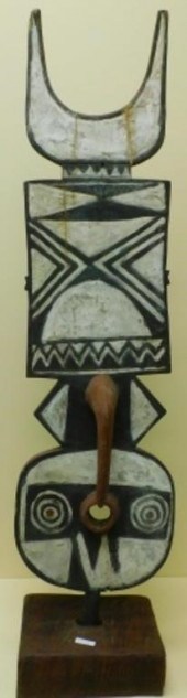 TWO 20TH C. CARVED AND PAINTED