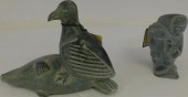 TWO 20TH C. INUIT STONE CARVIN