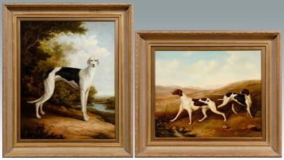 Two 20th century dog paintings,