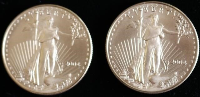 TWO $50 2004 WALKING LIBERTY GOLD