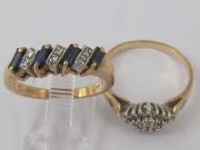 Two 9 ct gold diamond set rings.