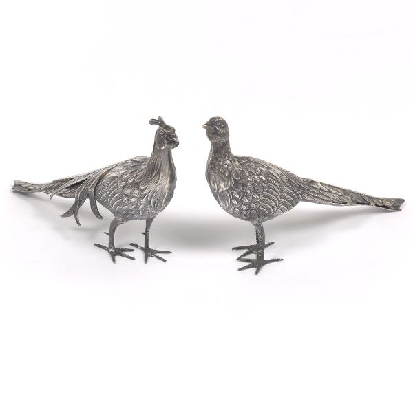 TWO 915 SPANISH SILVER PHEASANTS 6"