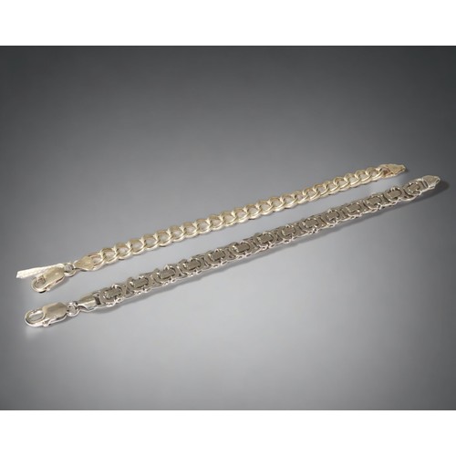 Two 925 silver fancy link