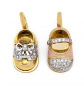 TWO AARON BASHA 18KT GOLD AND