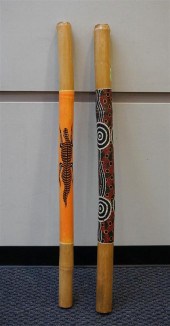 TWO ABORIGINAL BAMBOO DIDGERID