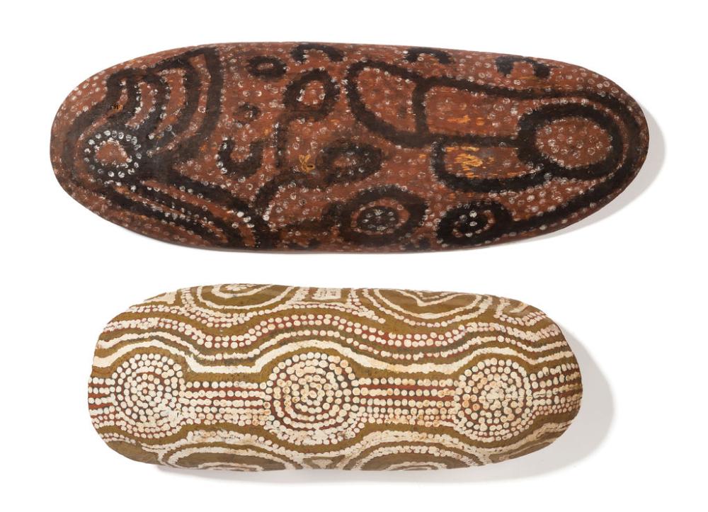 TWO ABORIGINAL PAINTED COOLAMONSTwo