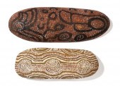 TWO ABORIGINAL PAINTED COOLAMO