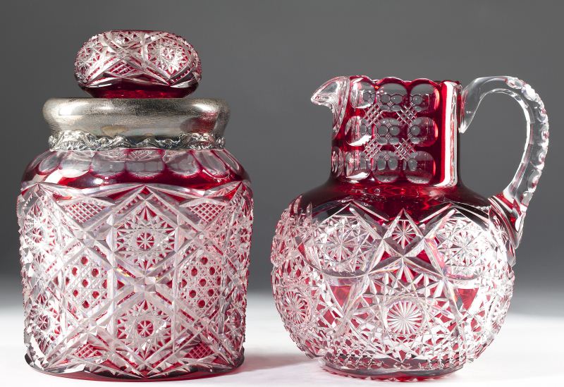 Two ABP Colored Cut Glass