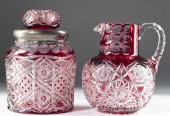 Two ABP Colored Cut Glass Item