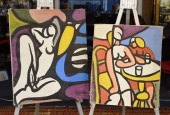 TWO ABSTRACT OILS BY ROLAND DO