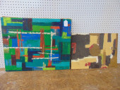 TWO ABSTRACT PAINTINGS, SIGNED