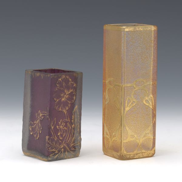 TWO ACID CUT CAMEO DAUM NANCY VASES