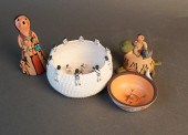 TWO ACOMA AND ZUNI POTTERY BOW