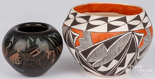 TWO ACOMA INDIAN POTTERY BOWLSTwo