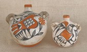 Two Acoma pottery canteens wit
