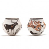 TWO ACOMA POTTERY OLLA VESSELS