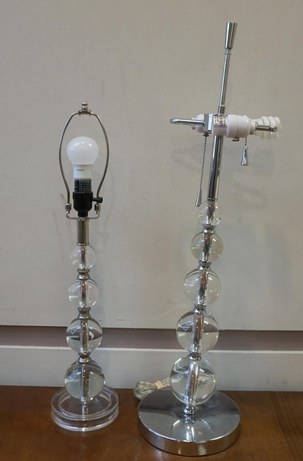 TWO ACRYLIC ''BALL'' TABLE LAMPSTwo