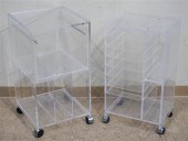 TWO ACRYLIC OFFICE CABINETS ON