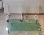 TWO ACRYLIC SIDE TABLES AND A