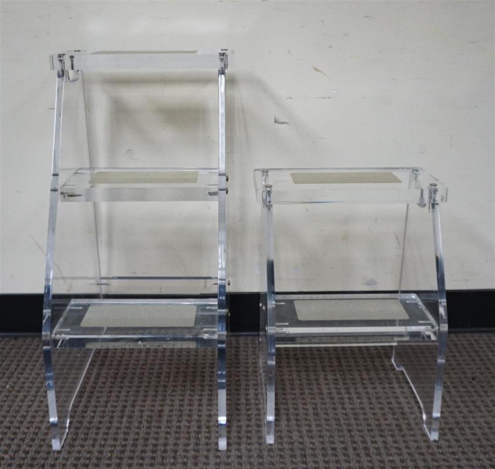 TWO ACRYLIC STEPS, H OF LARGER: