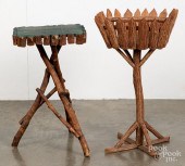 TWO ADIRONDACK TWIG STANDS, EA