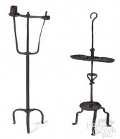 TWO ADJUSTABLE WROUGHT IRON CA